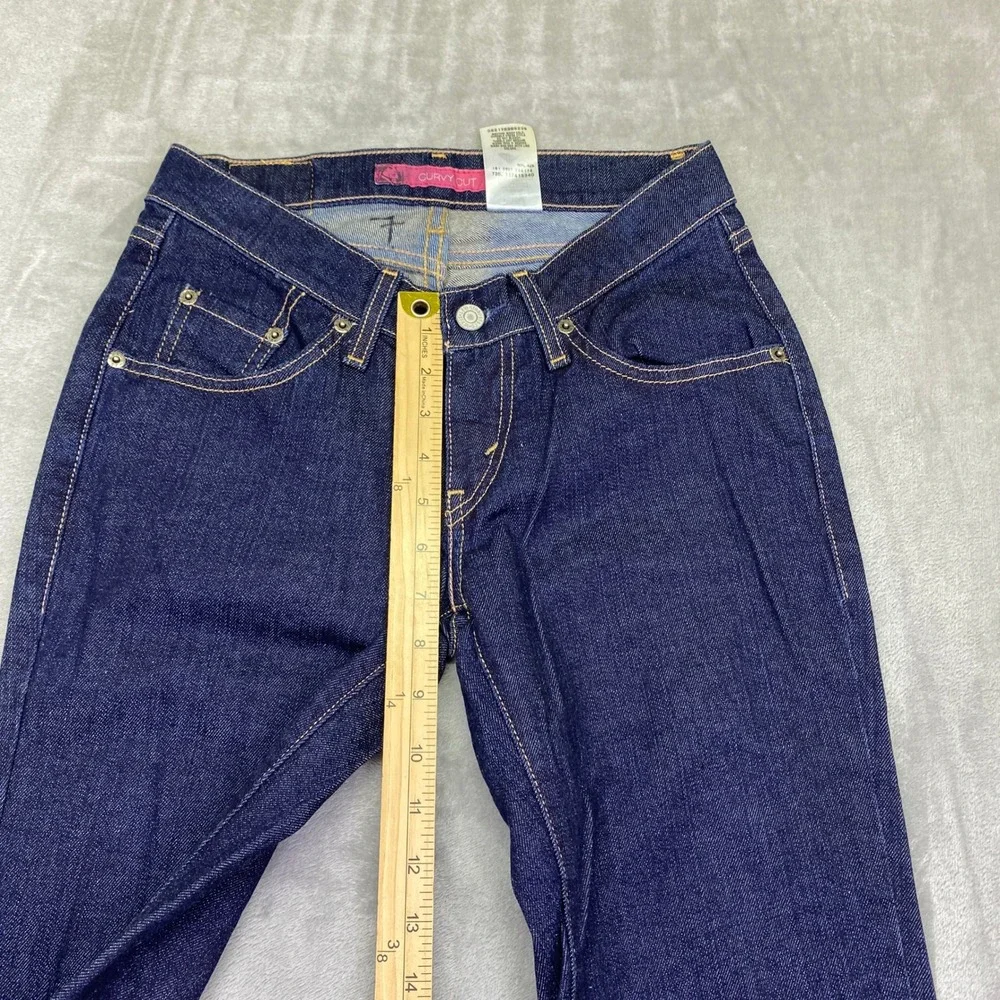 VTG Levis Curvy Cut Dark Wash Bootcut Jeans Blue Denim 5M 736L Y2K Grunge Retro‎